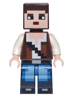 LEGO Minifigure-Minecraft Skin 3 - Pixelated, Reddish Brown Vest with Strap and Blue Jeans-Minecraft-min036-Creative Brick Builders